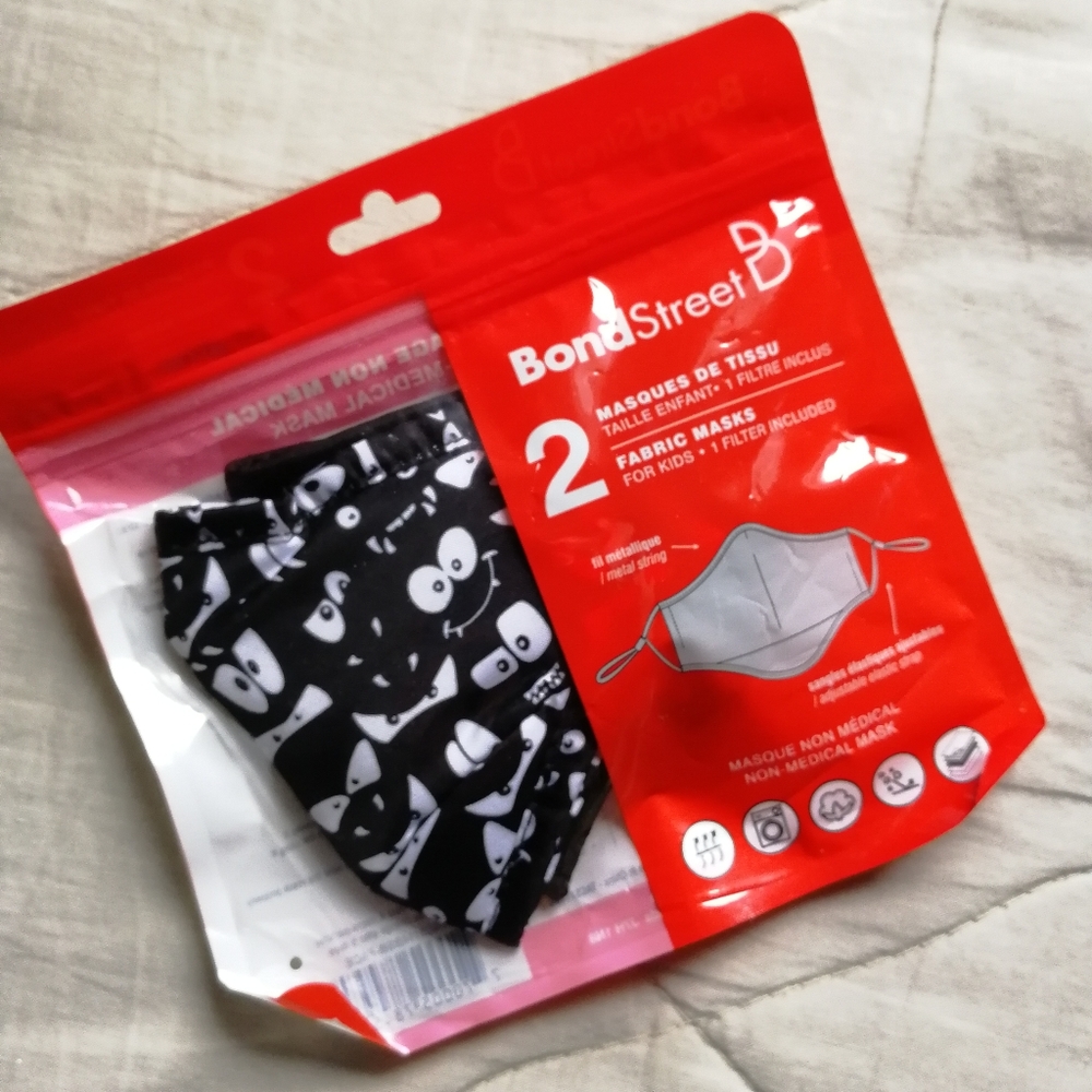 BOND STREET Pack of 2 Monster Kid's Fabric Masks NEW